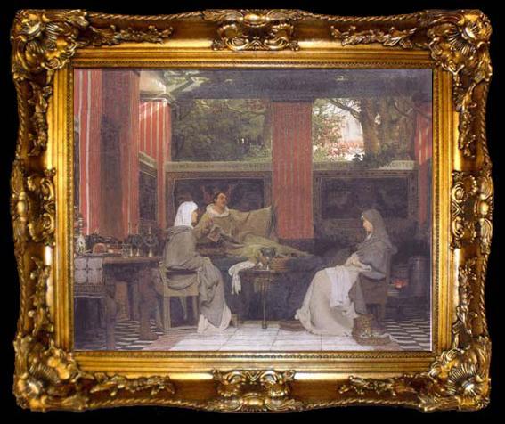 framed  Alma-Tadema, Sir Lawrence Vdenantius Fortunatus Reading his Poems to Radegonda VI AD 555 (mk23), ta009-2